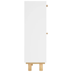 Scarpiera Bianca 52x25x80cm Legno Multistrato e Rattan Naturale cod mxl 45492