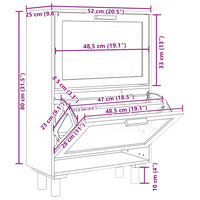 Scarpiera Nero 52x25x80cm Legno Multistrato e Rattan Naturale 345646