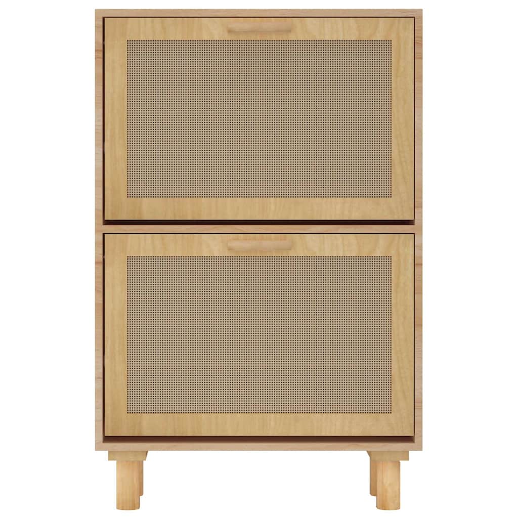 Scarpiera Marrone52x25x80cm Legno Multistrato e Rattan Naturale