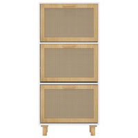 Scarpiera Bianca52x25x115cm Legno Multistrato e Rattan Naturale 345648