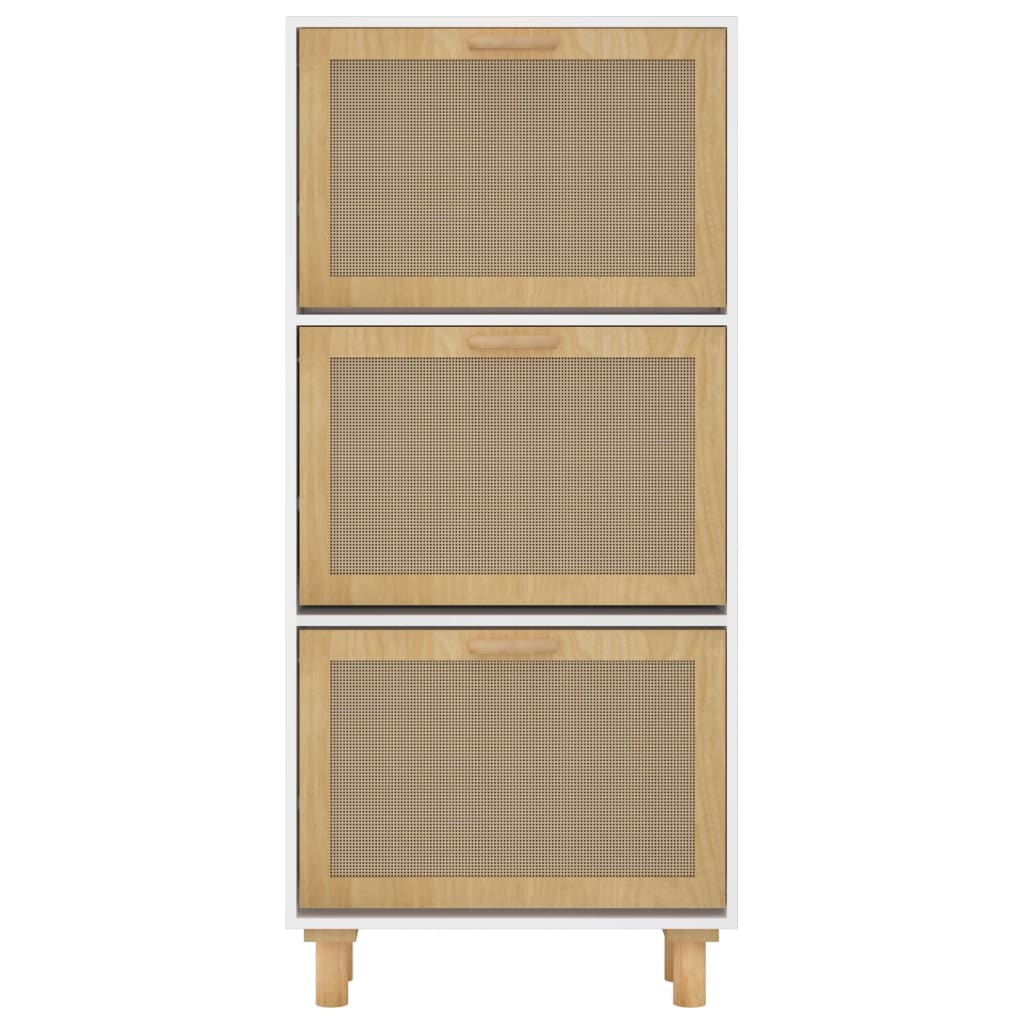 Scarpiera scarpiera mobile portaoggetti ingresso corridoio soggiorno 52 x 25 x 115 cm derivati ​​del legno/rattan bianco 02_0021463
