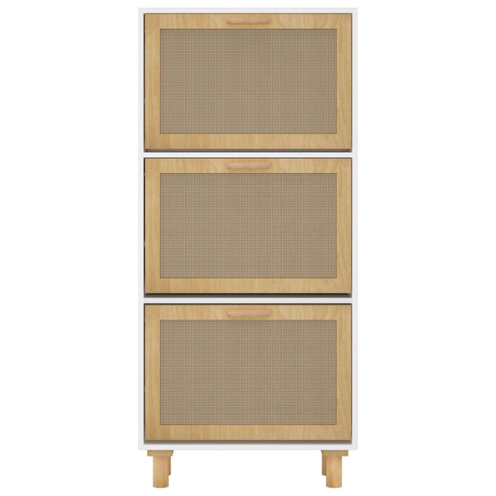 Scarpiera scarpiera mobile portaoggetti ingresso corridoio soggiorno 52 x 25 x 115 cm derivati ​​del legno/rattan bianco 02_0021463