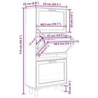 Scarpiera Bianca52x25x115cm Legno Multistrato e Rattan Naturale 345648