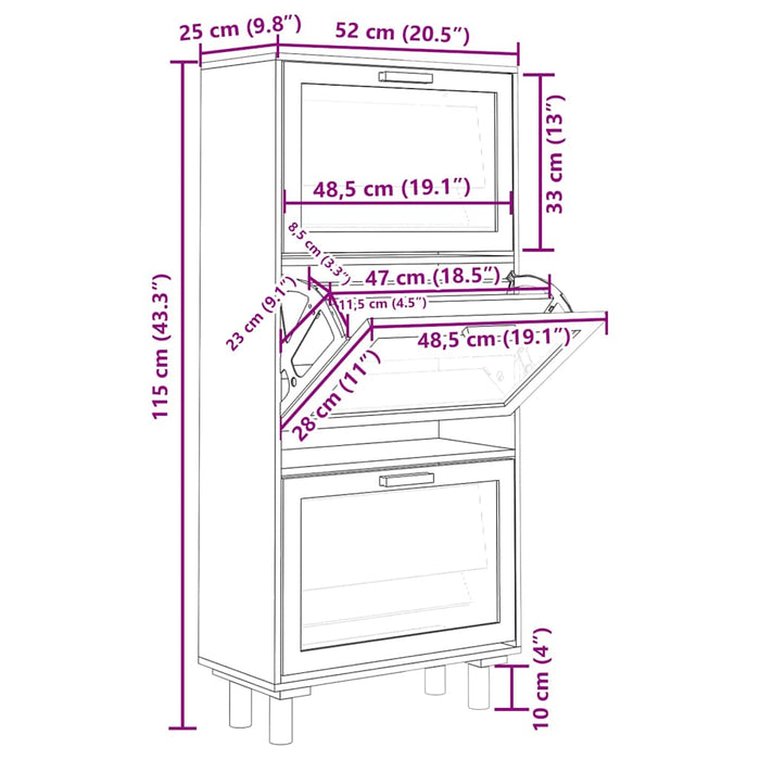 Scarpiera Bianca52x25x115cm Legno Multistrato e Rattan Naturale 345648