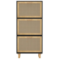 Scarpiera scarpiera mobile portaoggetti ingresso corridoio soggiorno 52 x 25 x 115 cm derivati ​​del legno/rattan nero 02_0021975