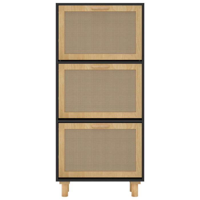 Scarpiera scarpiera mobile portaoggetti ingresso corridoio soggiorno 52 x 25 x 115 cm derivati ​​del legno/rattan nero 02_0021975