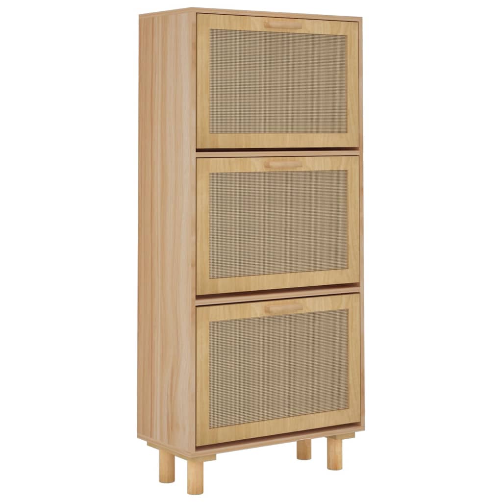 Scarpiera scarpiera mobile portaoggetti ingresso corridoio soggiorno 52 x 25 x 115 cm derivati ​​del legno/rattan marrone 02_0021871