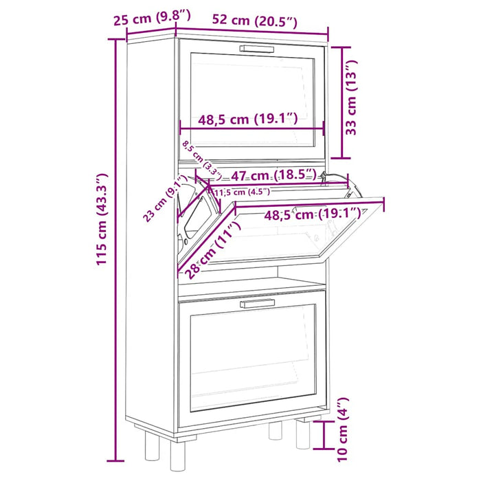 Scarpiera Marrone 52x25x115 Legno Multistrato e Rattan Naturale cod mxl 40924