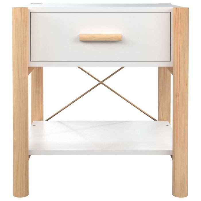 Tavolini da Letto 2pz Bianchi 42x38x45 cm in Legno Multistrato 345655