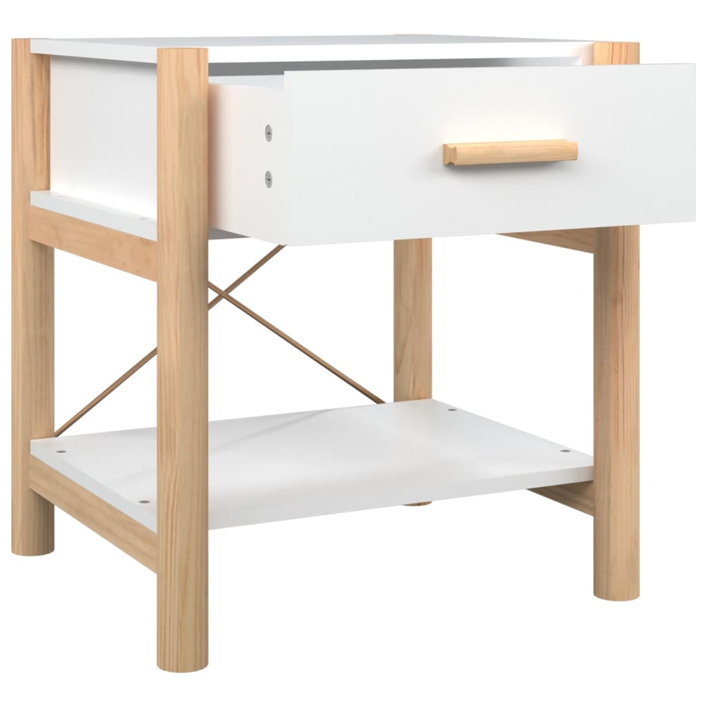 Tavolini da Letto 2pz Bianchi 42x38x45 cm in Legno Multistrato 345655