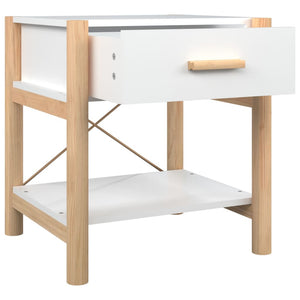 Tavolini da Letto 2pz Bianchi 42x38x45 cm in Legno Multistrato 345655