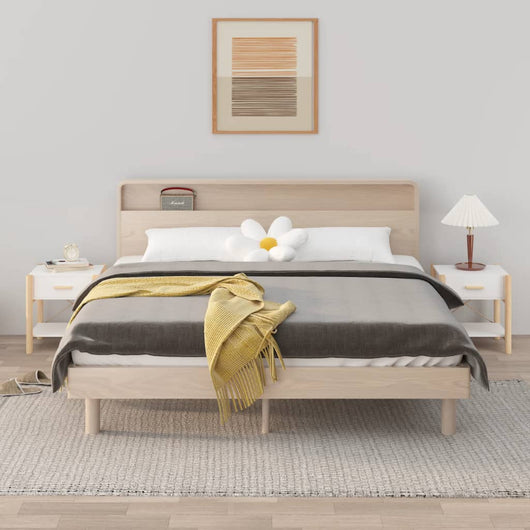 Tavolini da Letto 2pz Bianchi 42x38x45 cm in Legno Multistrato 345655