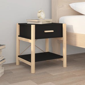 Tavolini da Letto 2pz Nero 42x38x45 cm in Legno Multistrato 345657