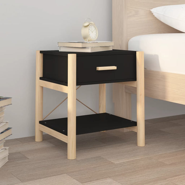 Tavolini da Letto 2pz Nero 42x38x45 cm in Legno Multistrato 345657