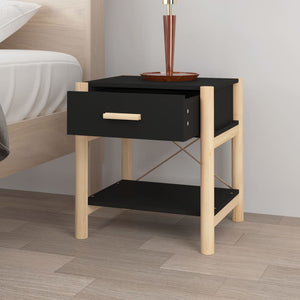 Tavolini da Letto 2pz Nero 42x38x45 cm in Legno Multistrato 345657