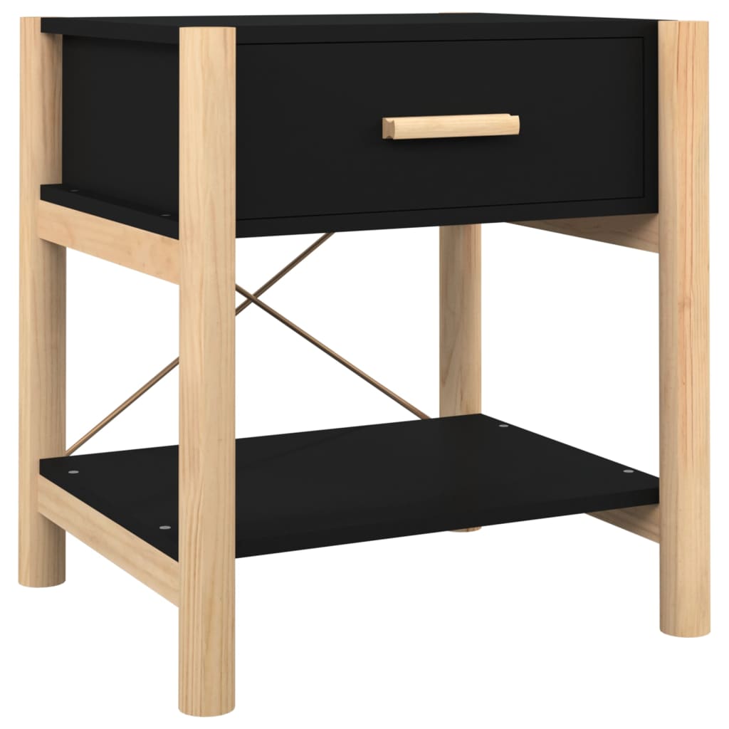 Tavolini da Letto 2pz Nero 42x38x45 cm in Legno Multistrato 345657