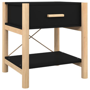 Tavolini da Letto 2pz Nero 42x38x45 cm in Legno Multistrato 345657