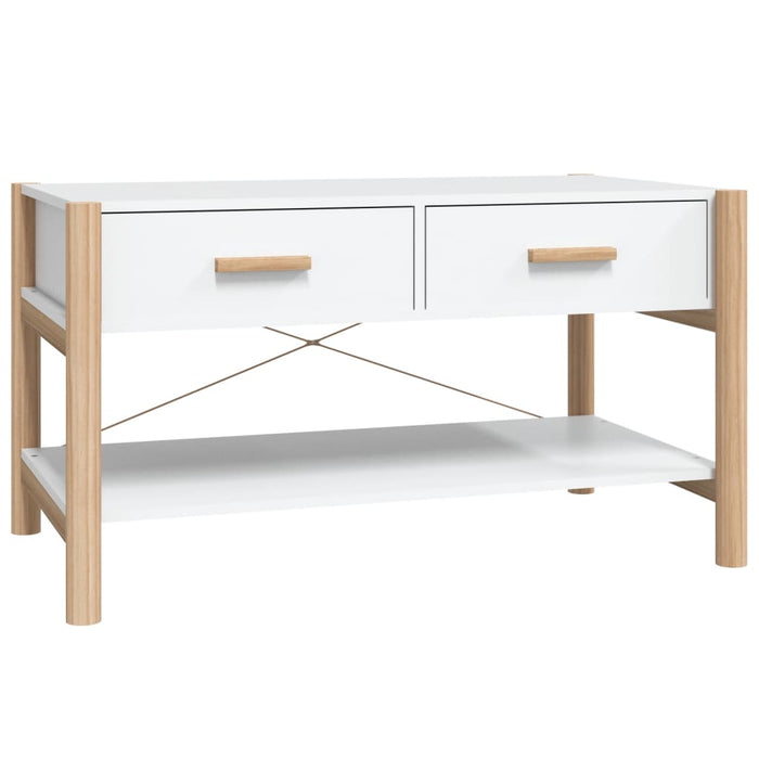 Tavolino da Salotto Bianco 82x38x45 cm in Legno Multistrato