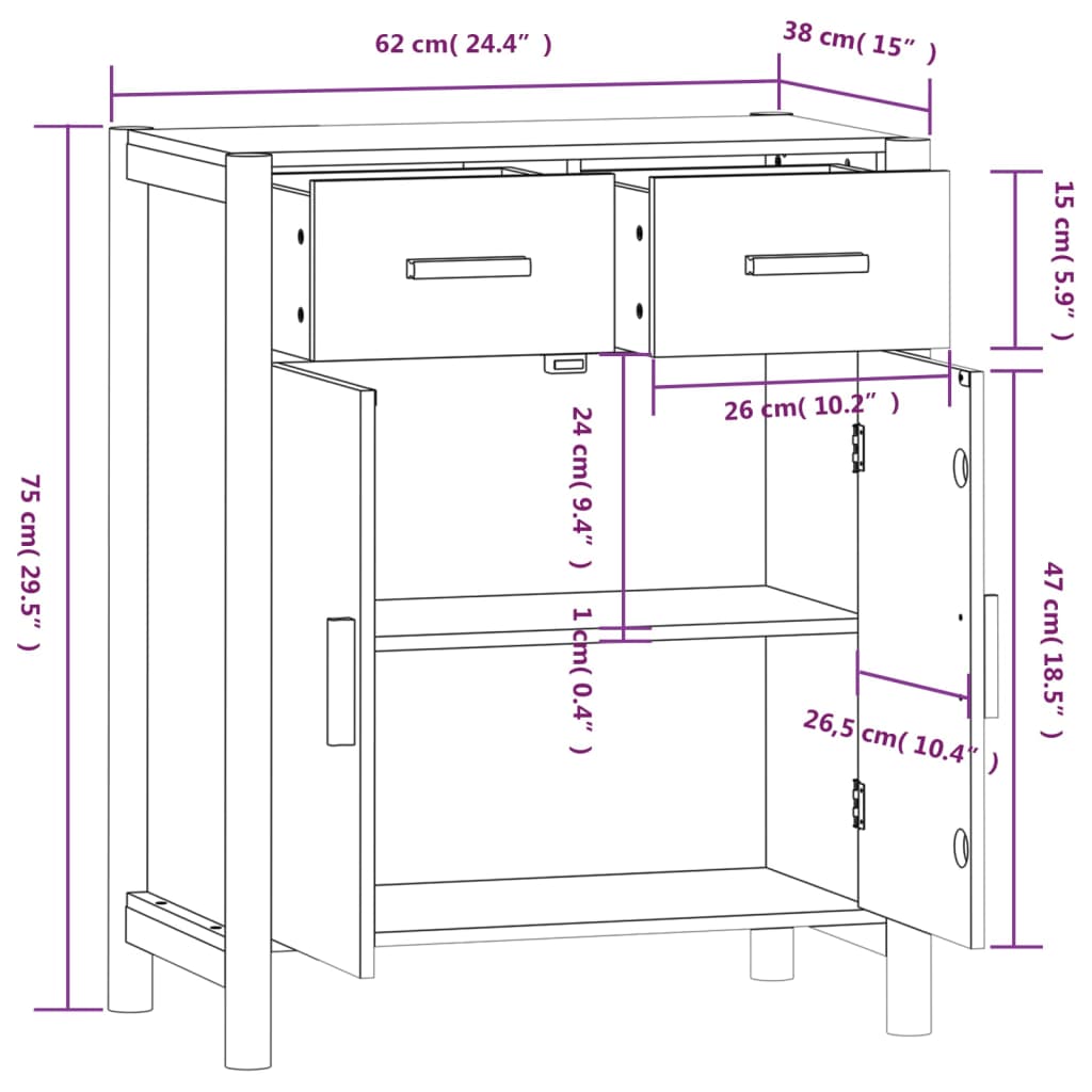 Credenza-Buffet-Armadio da cucina Bianca 62x38x75 cm in Legno Multistrato