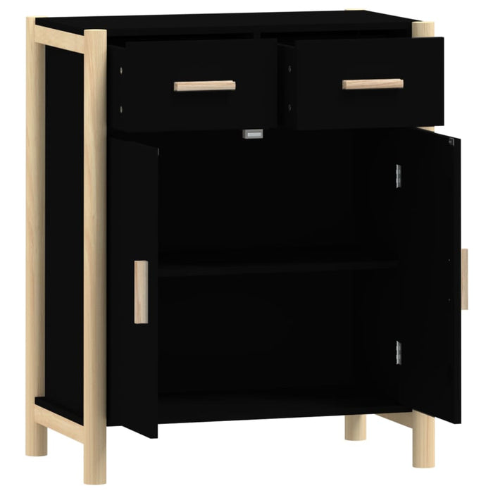 Credenza-Buffet-Armadio da cucina Nera 62x38x75 cm in Legno Multistrato