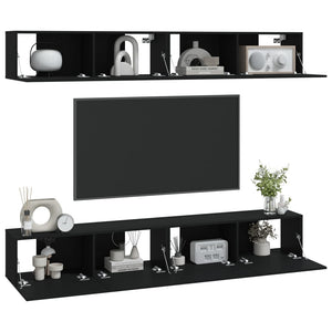 Mobili Porta TV a Parete 4 pz Nero 100x30x30 cmcod mxl 97593