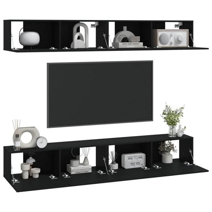 Mobili Porta TV a Parete 4 pz Nero 100x30x30 cmcod mxl 97593