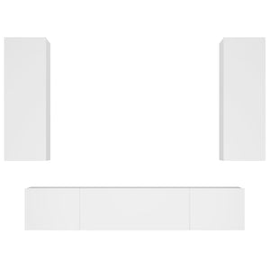 Set di mobili mobile credenza TV televisione soggiorno camera da letto soggiorno 4 pezzi pannelli in MDF bianco 02_0024686