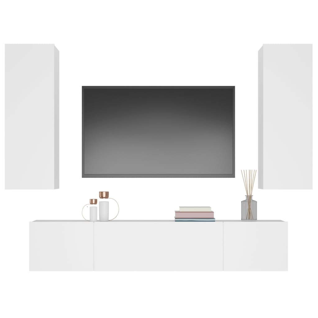 Set di Mobili Porta TV 4 pz Bianco in Legno Multistrato cod mxl 78374