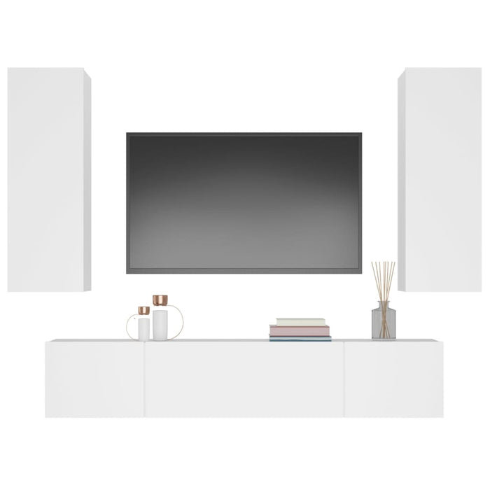 Set di Mobili Porta TV 4 pz Bianco in Legno Multistrato cod mxl 78374