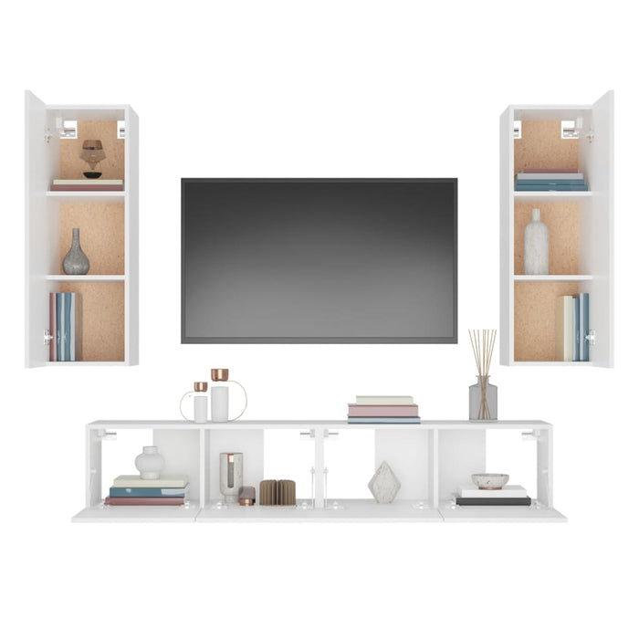 Set di Mobili Porta TV 4 pz Bianco in Legno Multistrato cod mxl 78374