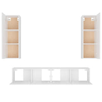 Set di mobili mobile credenza TV televisione soggiorno camera da letto soggiorno 4 pezzi pannelli in MDF bianco 02_0024686