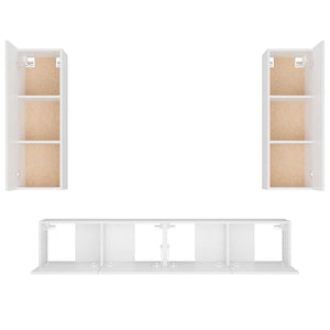 Set di mobili mobile credenza TV televisione soggiorno camera da letto soggiorno 4 pezzi pannelli in MDF bianco 02_0024686