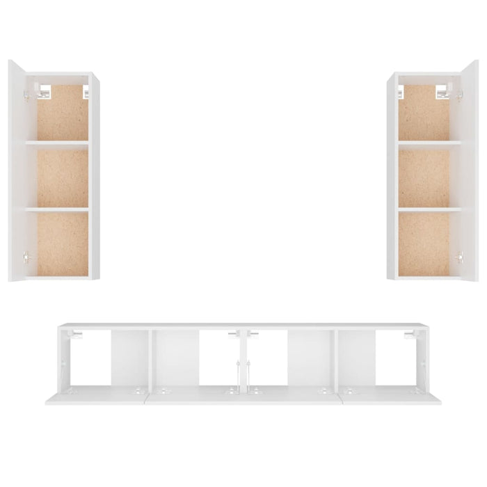 Set di mobili mobile credenza TV televisione soggiorno camera da letto soggiorno 4 pezzi pannelli in MDF bianco 02_0024686