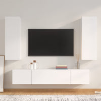Set di Mobili Porta TV 4 pz Bianco in Legno Multistrato cod mxl 78374