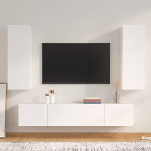 Set di Mobili Porta TV 4 pz Bianco in Legno Multistrato cod mxl 78374