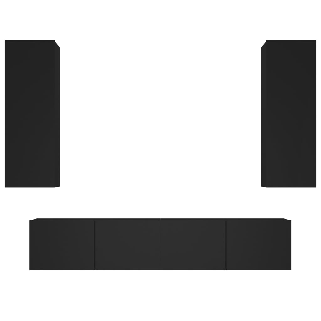 Set Mobili Porta TV 4 pz Nero in Legno Multistrato 3114199