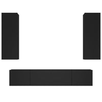 Set Mobili Porta TV 4 pz Nero in Legno Multistrato 3114199