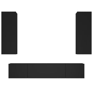 Set Mobili Porta TV 4 pz Nero in Legno Multistrato 3114199