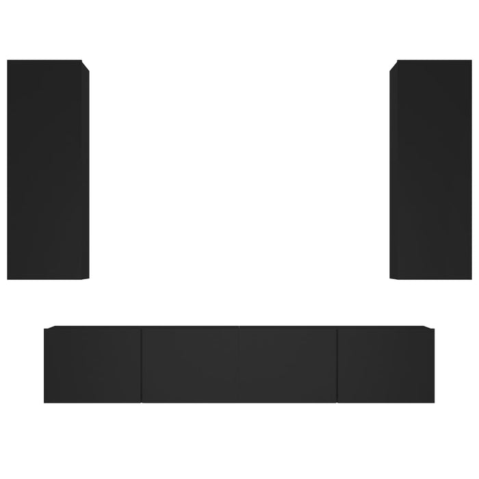 Set Mobili Porta TV 4 pz Nero in Legno Multistrato 3114199