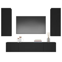 Set Mobili Porta TV 4 pz Nero in Legno Multistrato 3114199