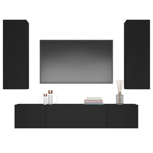 Set Mobili Porta TV 4 pz Nero in Legno Multistrato 3114199