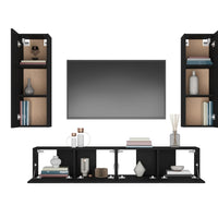 Set Mobili Porta TV 4 pz Nero in Legno Multistrato 3114199