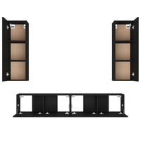 Set Mobili Porta TV 4 pz Nero in Legno Multistrato 3114199