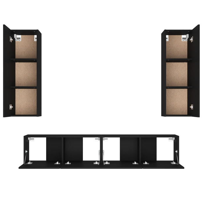 Set Mobili Porta TV 4 pz Nero in Legno Multistrato 3114199