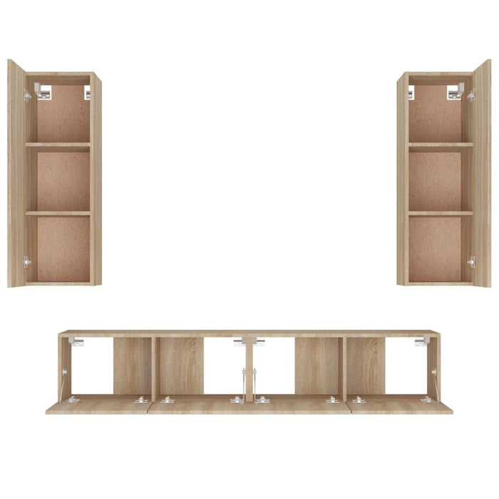 Set di Mobili Porta TV 4 pz Rovere Sonoma in Legno Multistrato cod mxl 11939