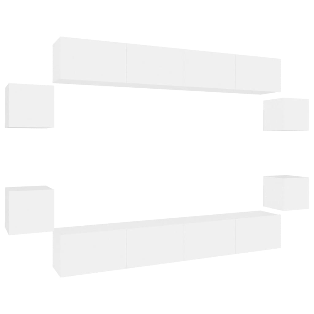 Set Mobili Porta TV 8pz Bianco in Legno Multistrato 3114222