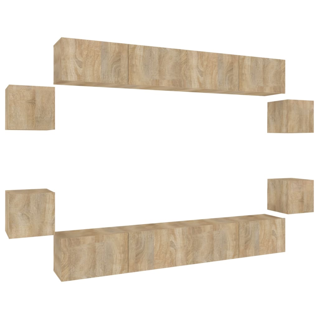 Set Mobili Porta TV 8pz-Set di 8 Credenza per TV Rovere Sonoma in Legno Multistrato 657453