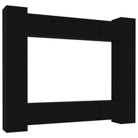Set Mobili Porta TV 8pz Nero in Legno Multistrato 3114231