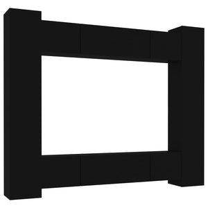 Set Mobili Porta TV 8pz Nero in Legno Multistrato 3114231