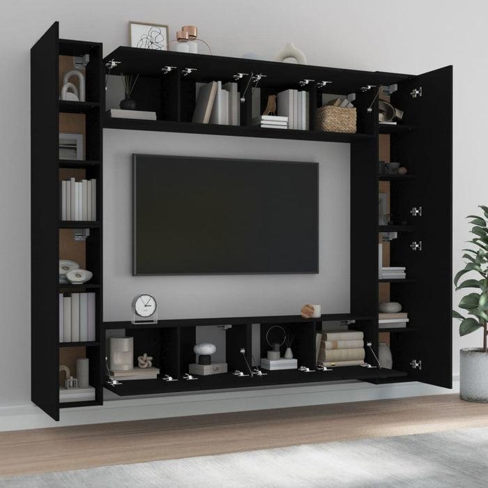 Set Mobili Porta TV 8pz Nero in Legno Multistrato 3114231